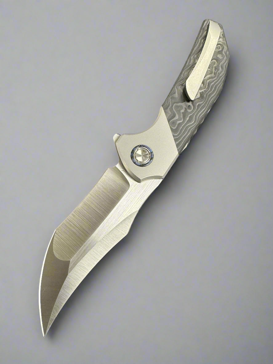 Reate Tiger - M390 Satin Blade - Black Camo Fat Carbon Handle - Zircuti Pivot Collar