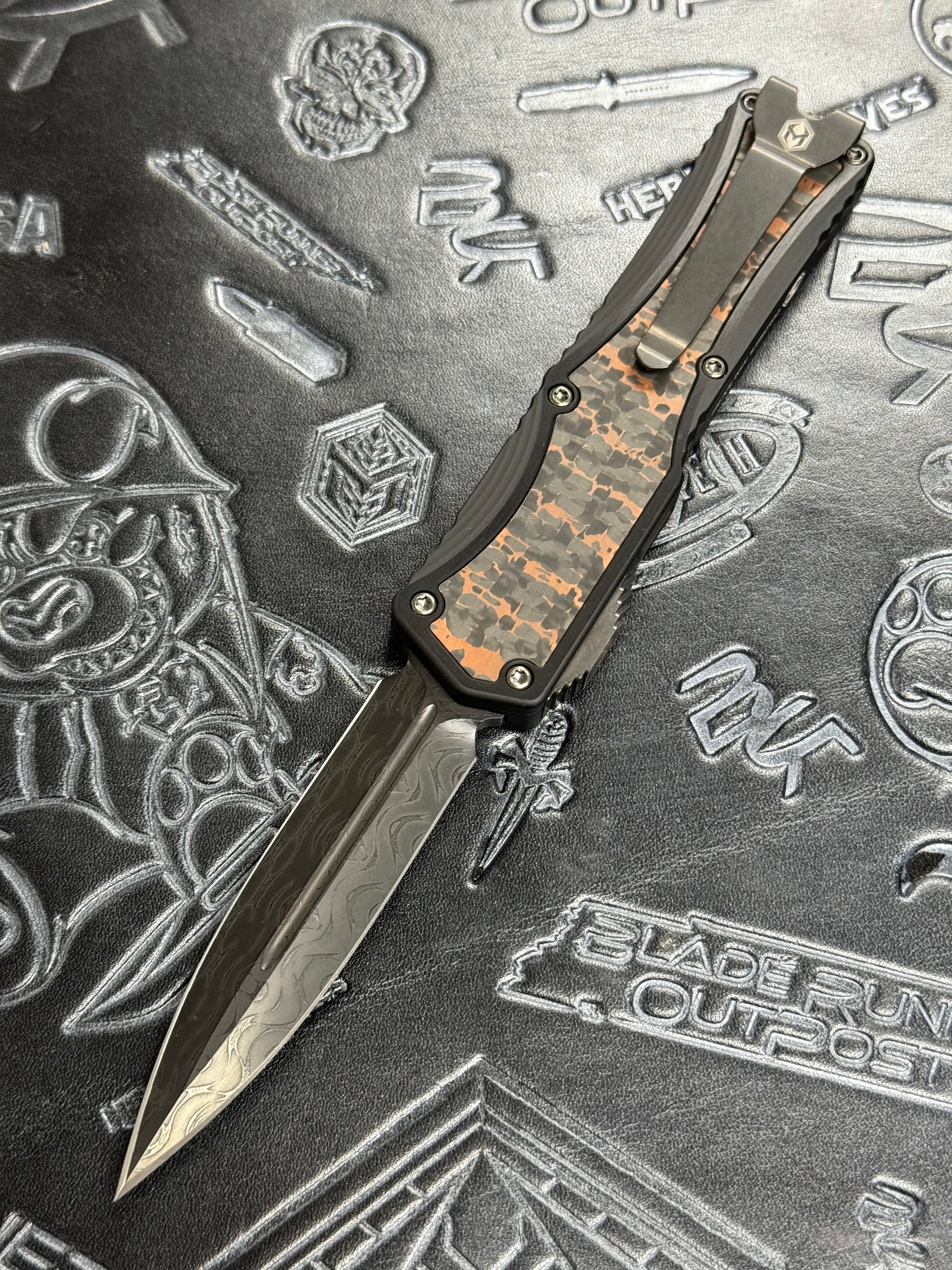 Pre Owned Heretic Knives Colossus Vegas Forge DLC Razor Wire Damascus & Snakeskin Cooper Fat Carbon