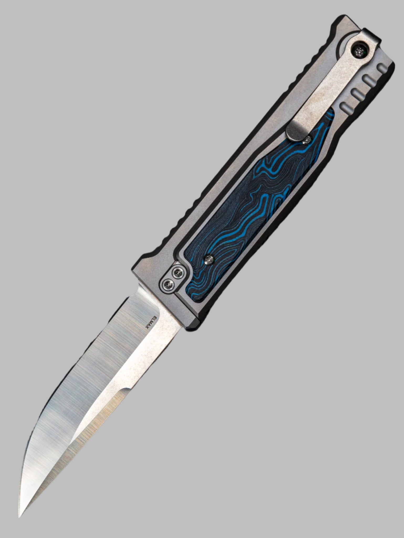 REATE EXO-M G10 BLUE/BLACK OTF KNIFE TITANIUM 2.95" DROP POINT SATIN