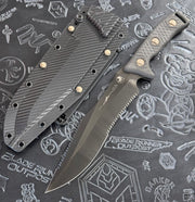Microtech Arbiter DLC Stonewash Full Serrated & Carbon Fiber 104-3 DLCCFS