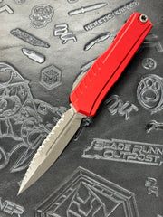 Microtech Cypher II D/E Full Serrated Apocalyptic w/ Red Handle 1242-12 APRD