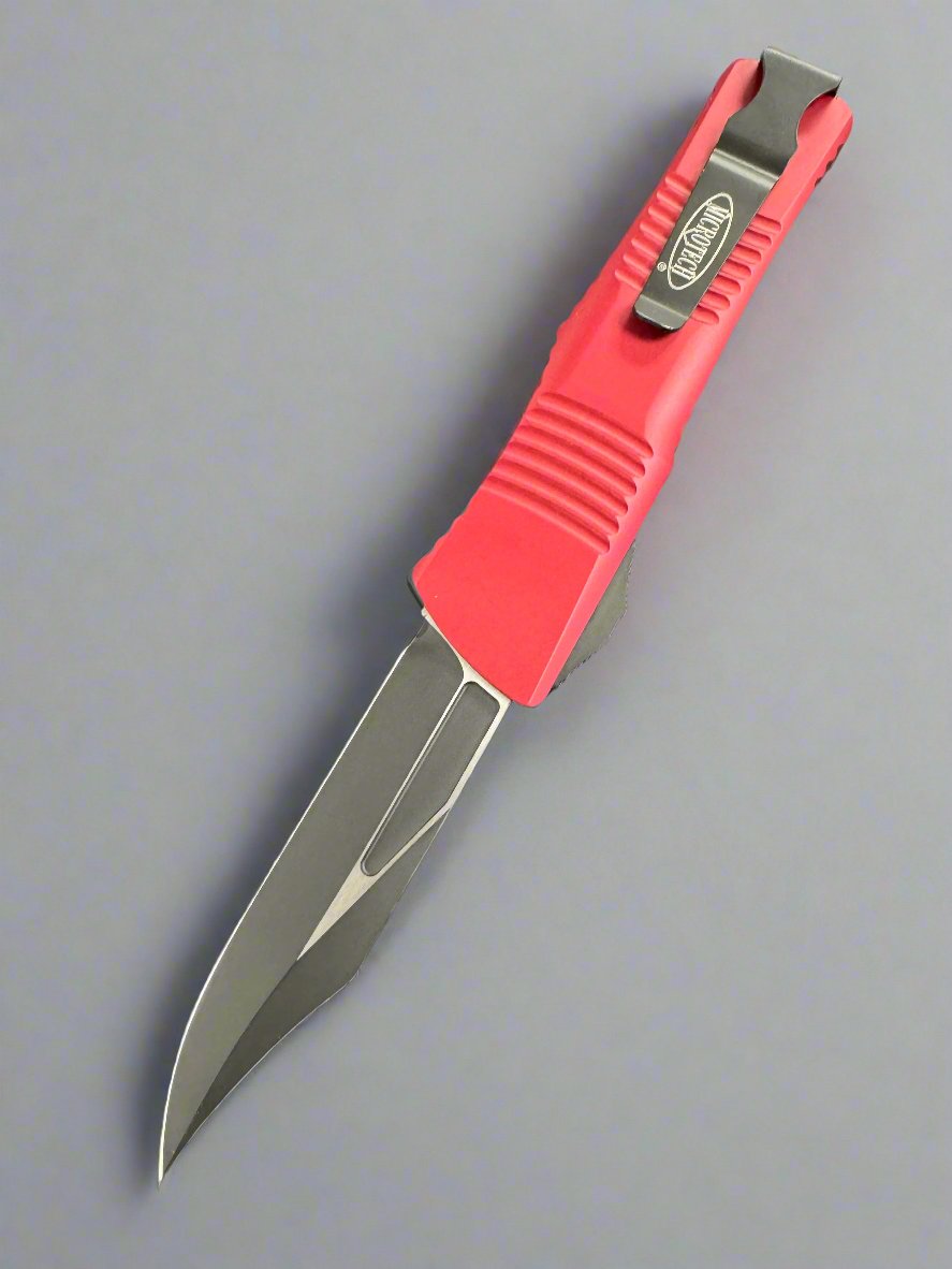 Pre Owned Microtech 146-1RD Combat Troodon Bowie - Red Handle - Black Blade