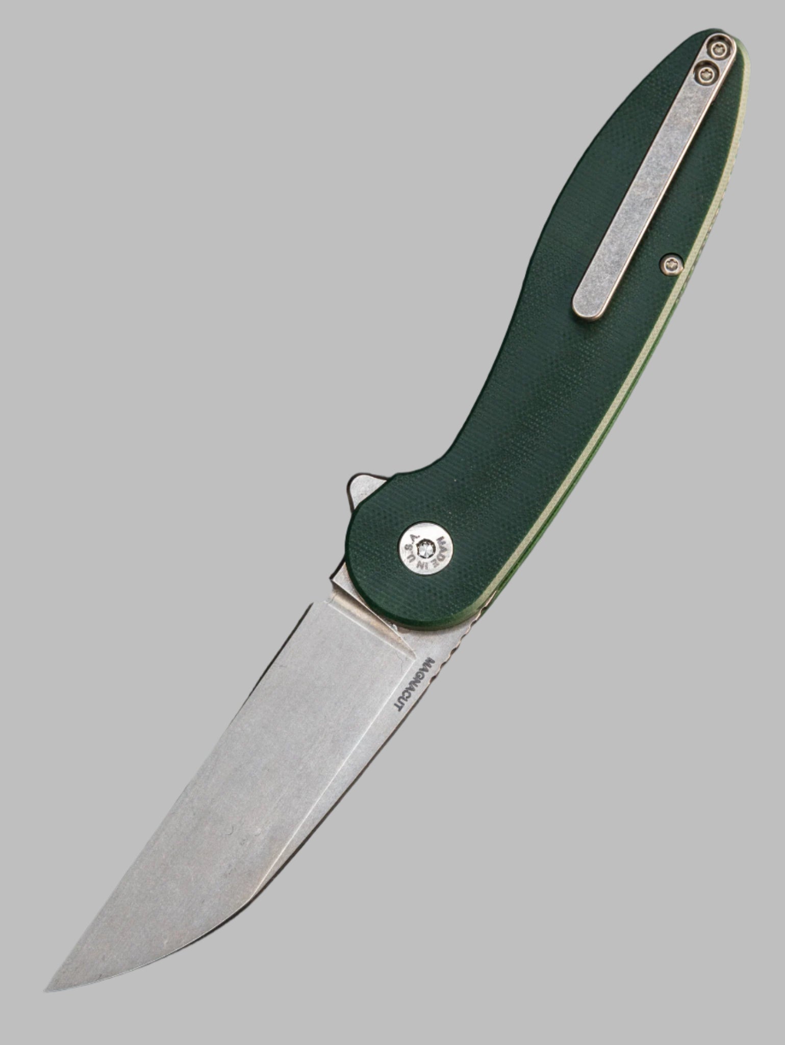 American Blade Works MODEL 1 V6 Wharncliffe Magnacut BLADE Green G10