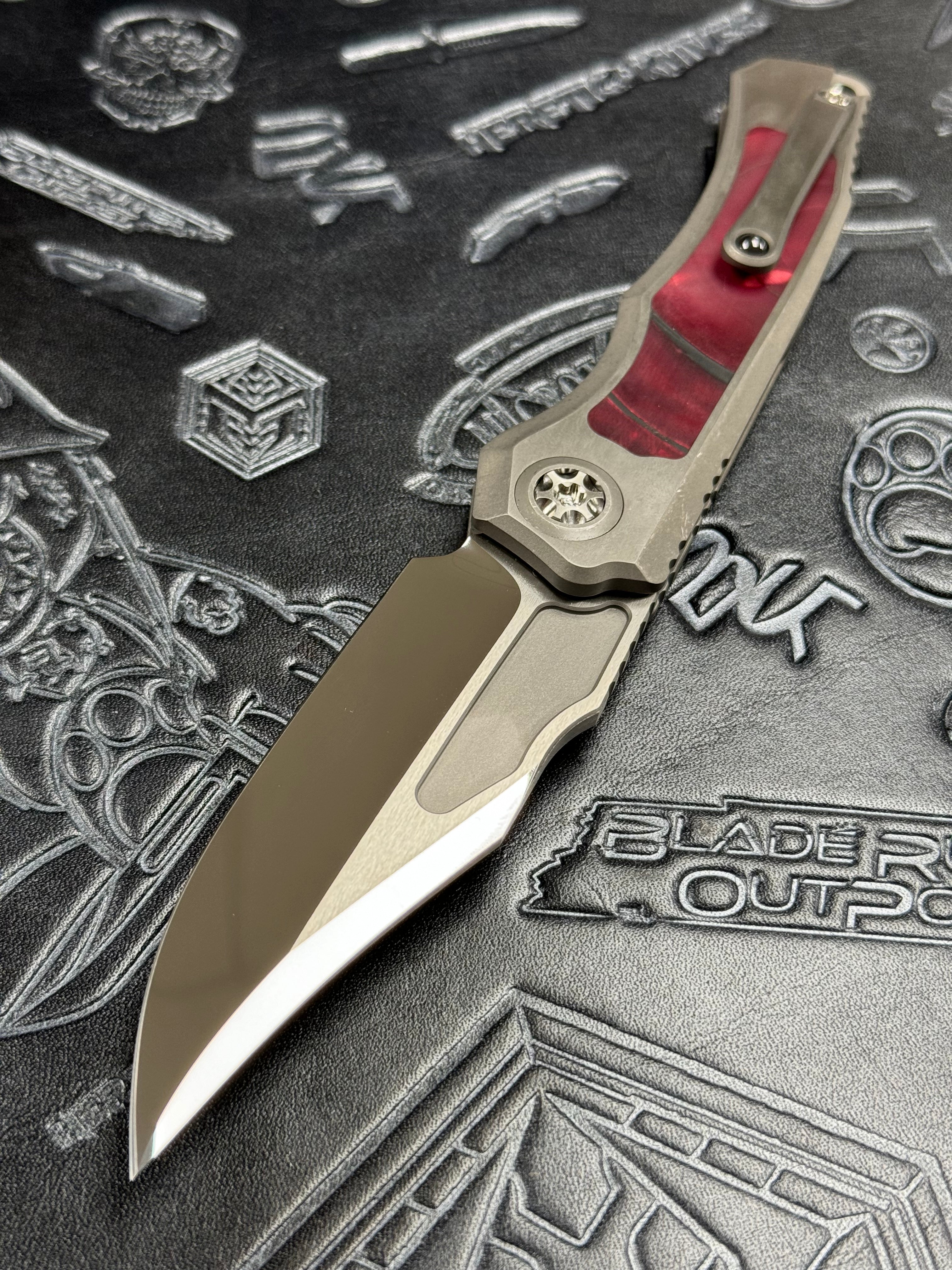 Heretic Knives Custom Wraith Auto V4 w/ Mammoth Tusk Inlays & Hand Ground Mirror M390 Bowie Blade