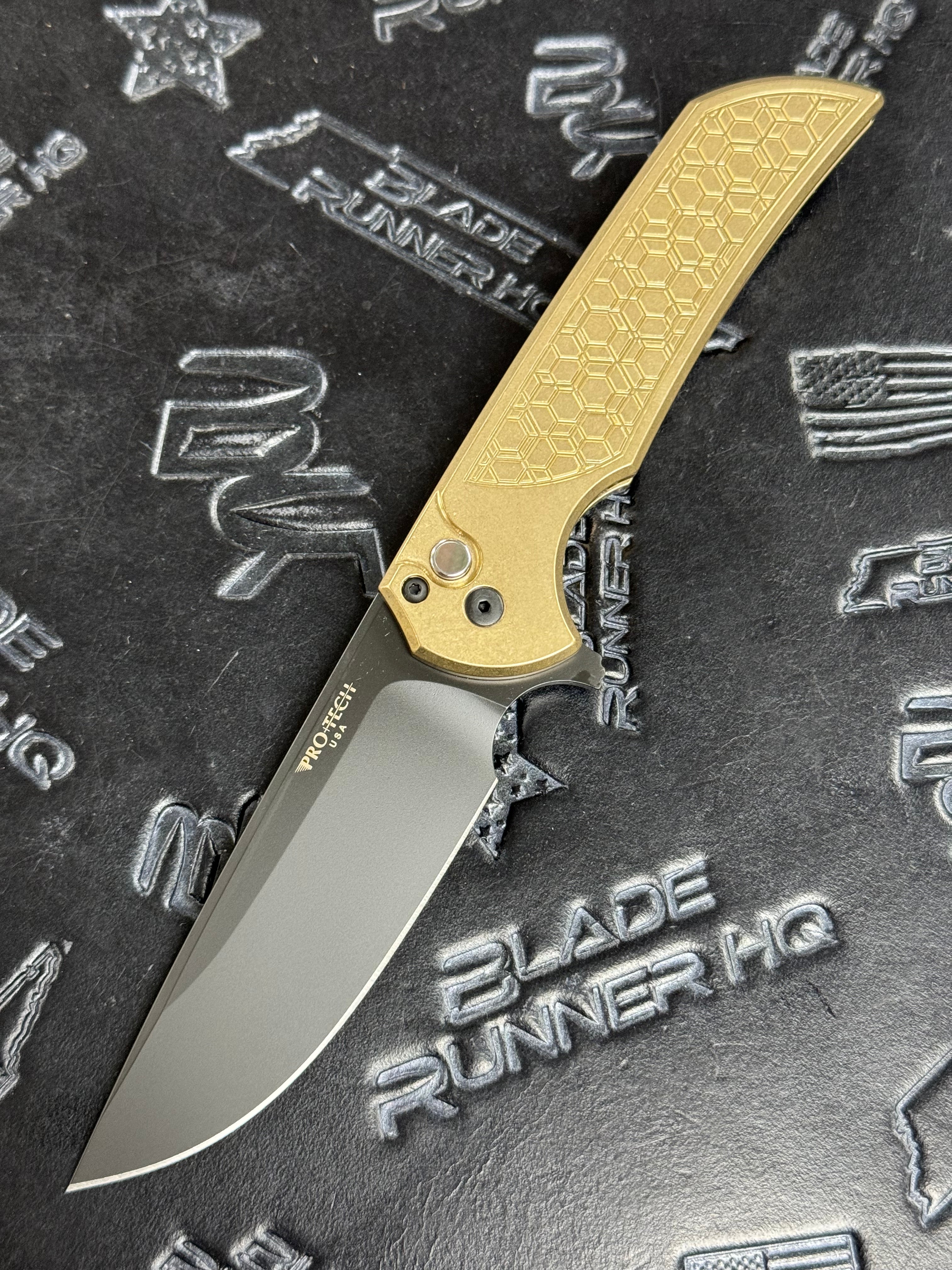 Protech Mordax Blade Show Atlanta 2024 Stonewash AlBronze Gridlock DLC Magnacut Black Lip Pearl Knife