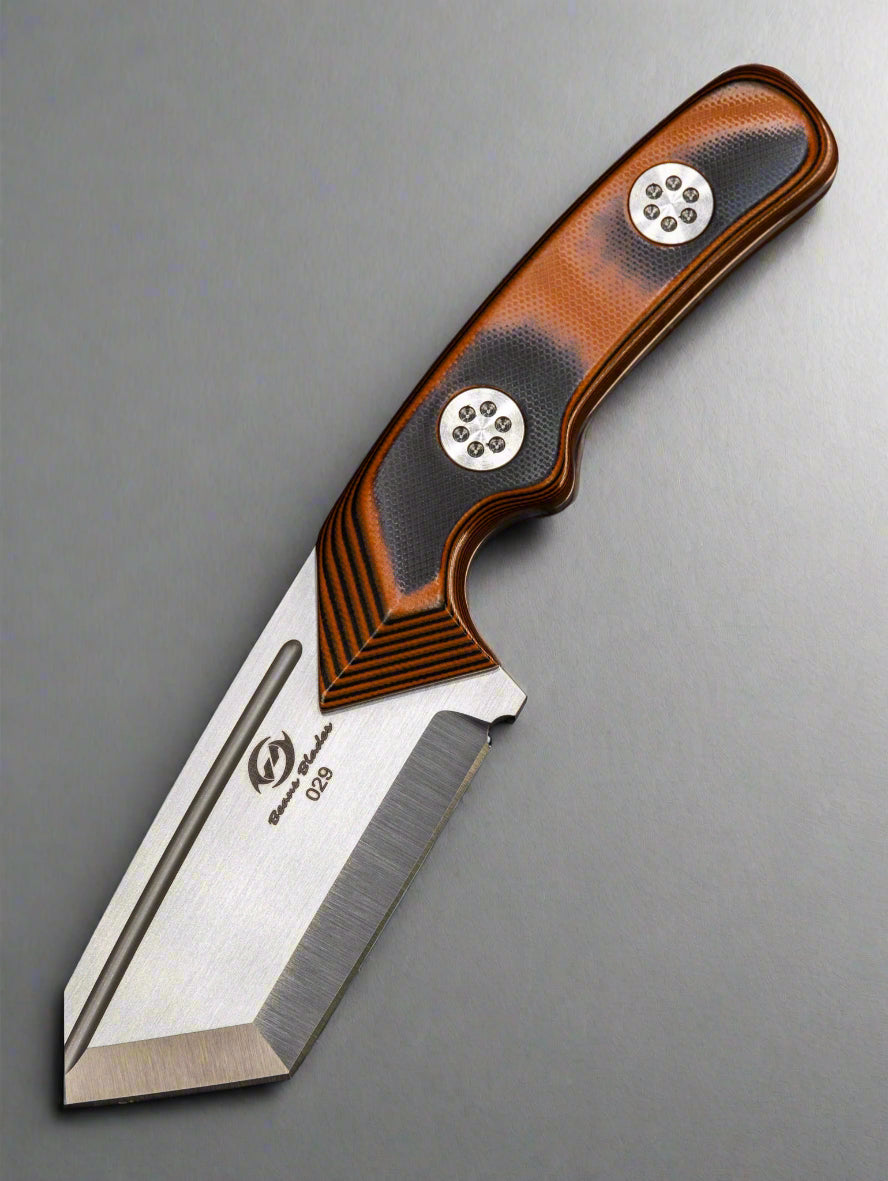 Beans Blades Fixed Blade Mini Warrior Tanto M390 Orange/ Black G10 Handles