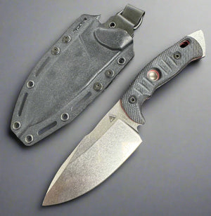 Fobos Knives Alaris 3V Fixed Blade Knife Black/Red Micarta (5" Stonewash)
