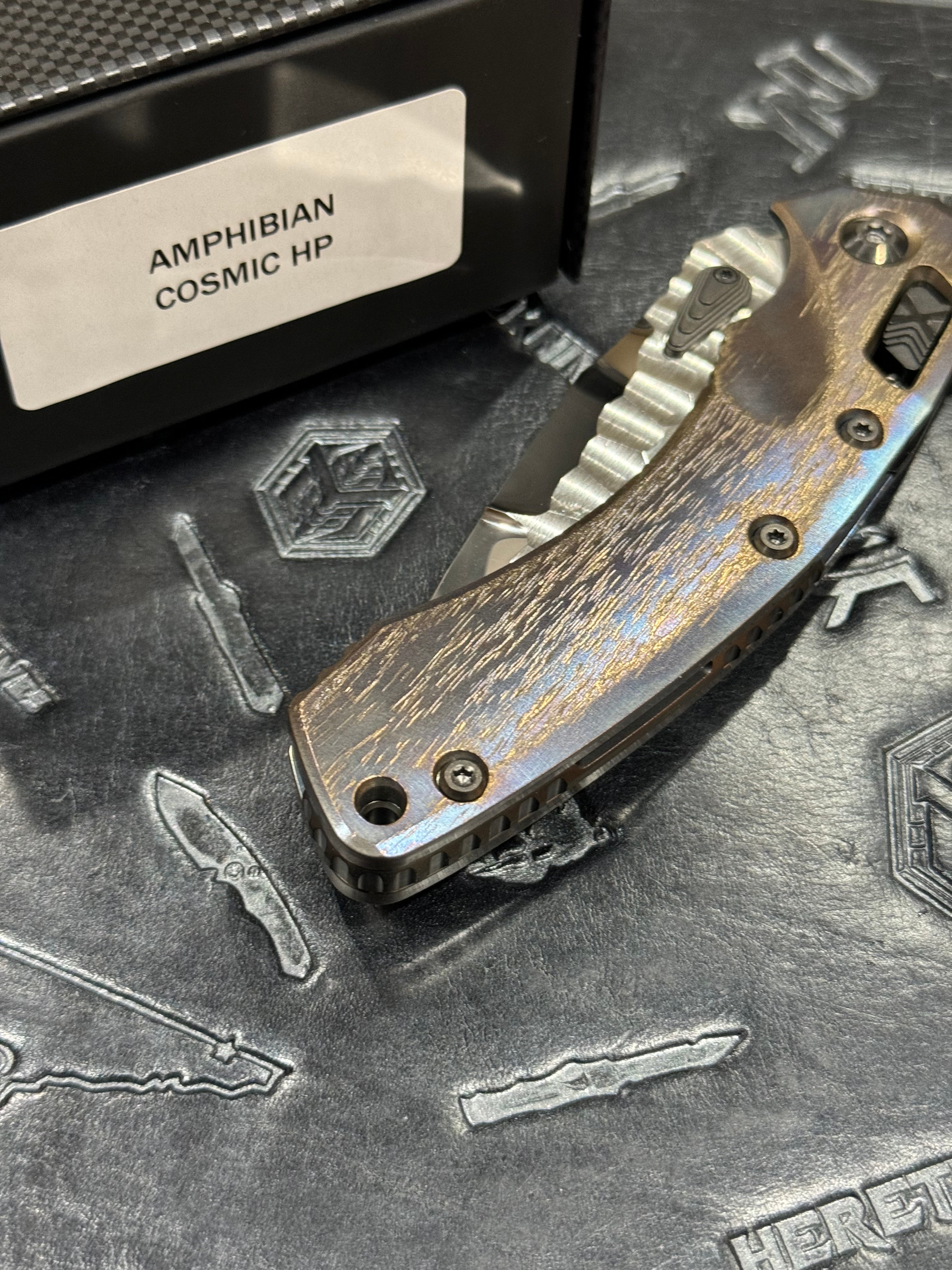 Marfione Custom Knives & Borka Blades Amphibian RAM-LOK Diamondwash RockStar Ground M390 & Cosmic Titanium w/ DLC Two Tone Hardware
