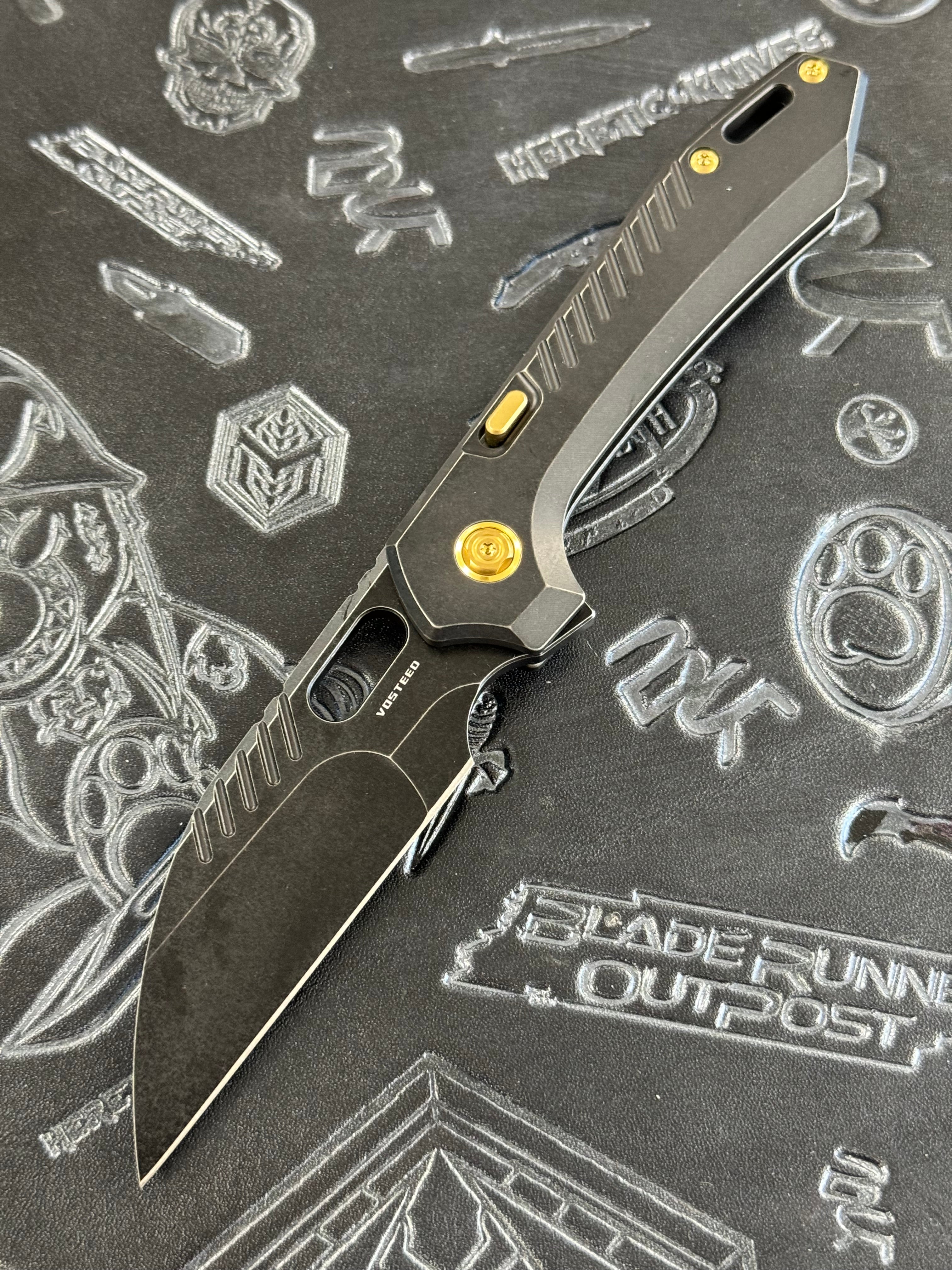 Vosteed RSKAOS - Top Liner Lock (3.46" M390 Wharncliffe Black Stonewash Blade & Titanium Handle) - A0901