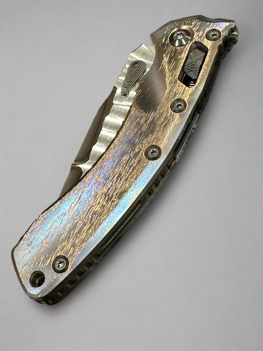 Marfione Custom Knives & Borka Blades Amphibian RAM-LOK Diamondwash RockStar Ground M390 & Cosmic Titanium w/ DLC Two Tone Hardware