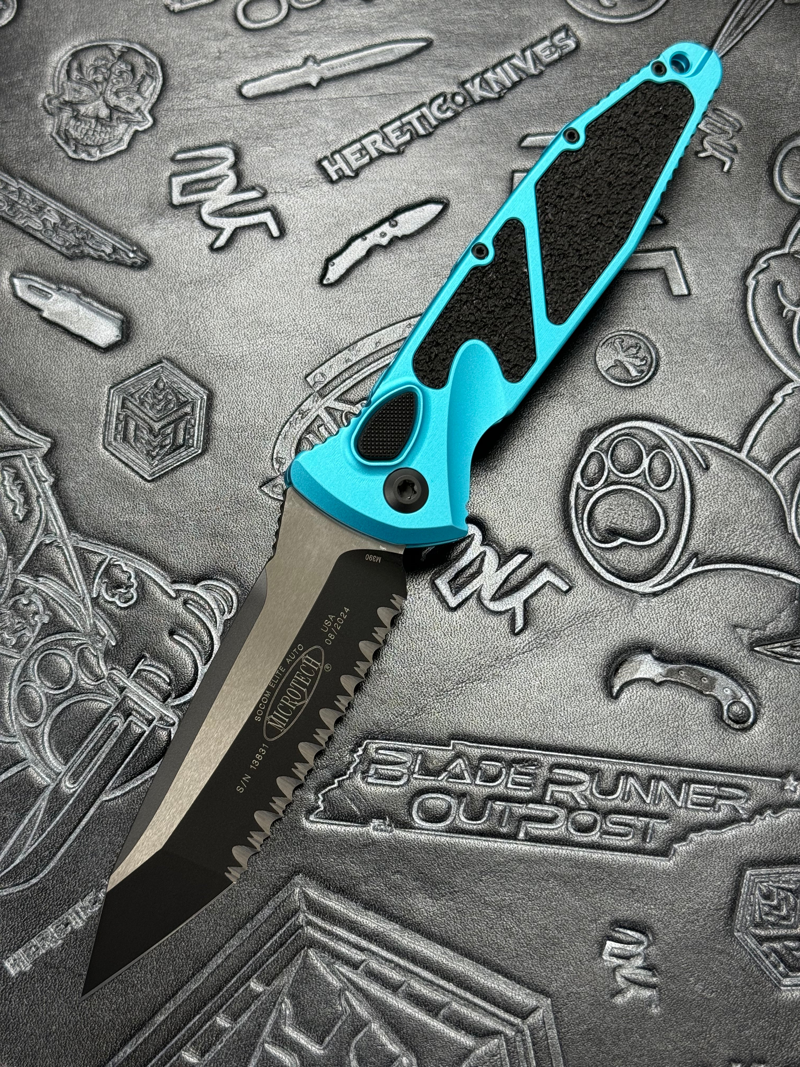 Microtech Socom Elite Tanto T/E Full Serrated Auto Turquoise Tactical 161A-3 TQ