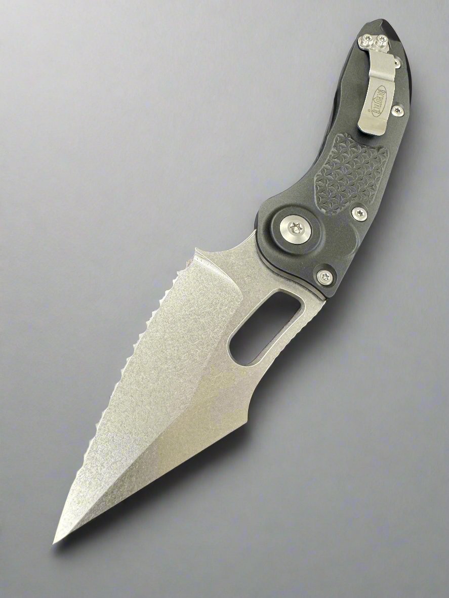 MICROTECH/BORKA BLADES "STITCH" AUTOMATIC KNIFE 3.75" STONEWASH SERRATED 169-12