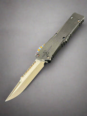 Marfione Custom Knives Combat Troodon Interceptor Mirror Polish w/ Hefted Black Handle & Flamed Hardware SN:05