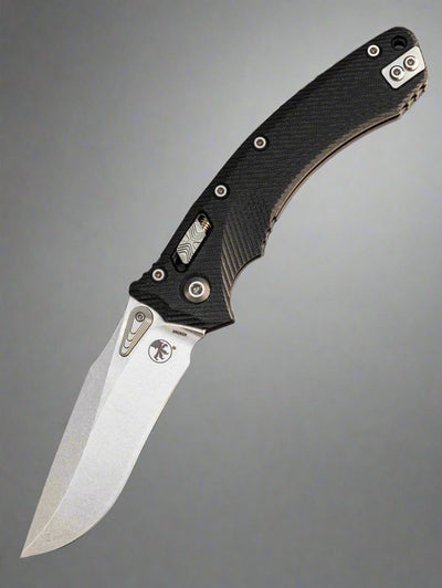 Microtech Amphibian Ram-Lok 137RL-10FLGTBK Fluted Black G-10 Stonewash Standard