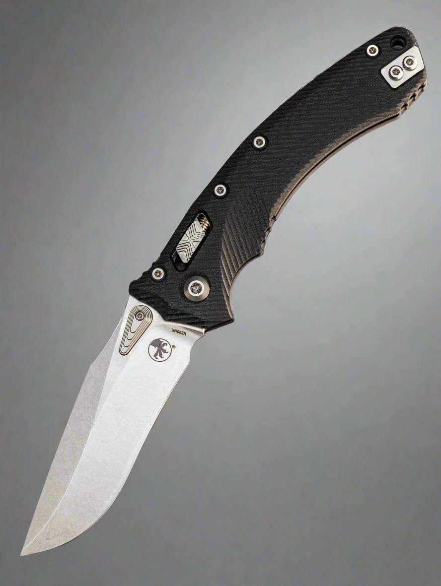 Microtech Amphibian Ram-Lok 137RL-10FLGTBK Fluted Black G-10 Stonewash Standard