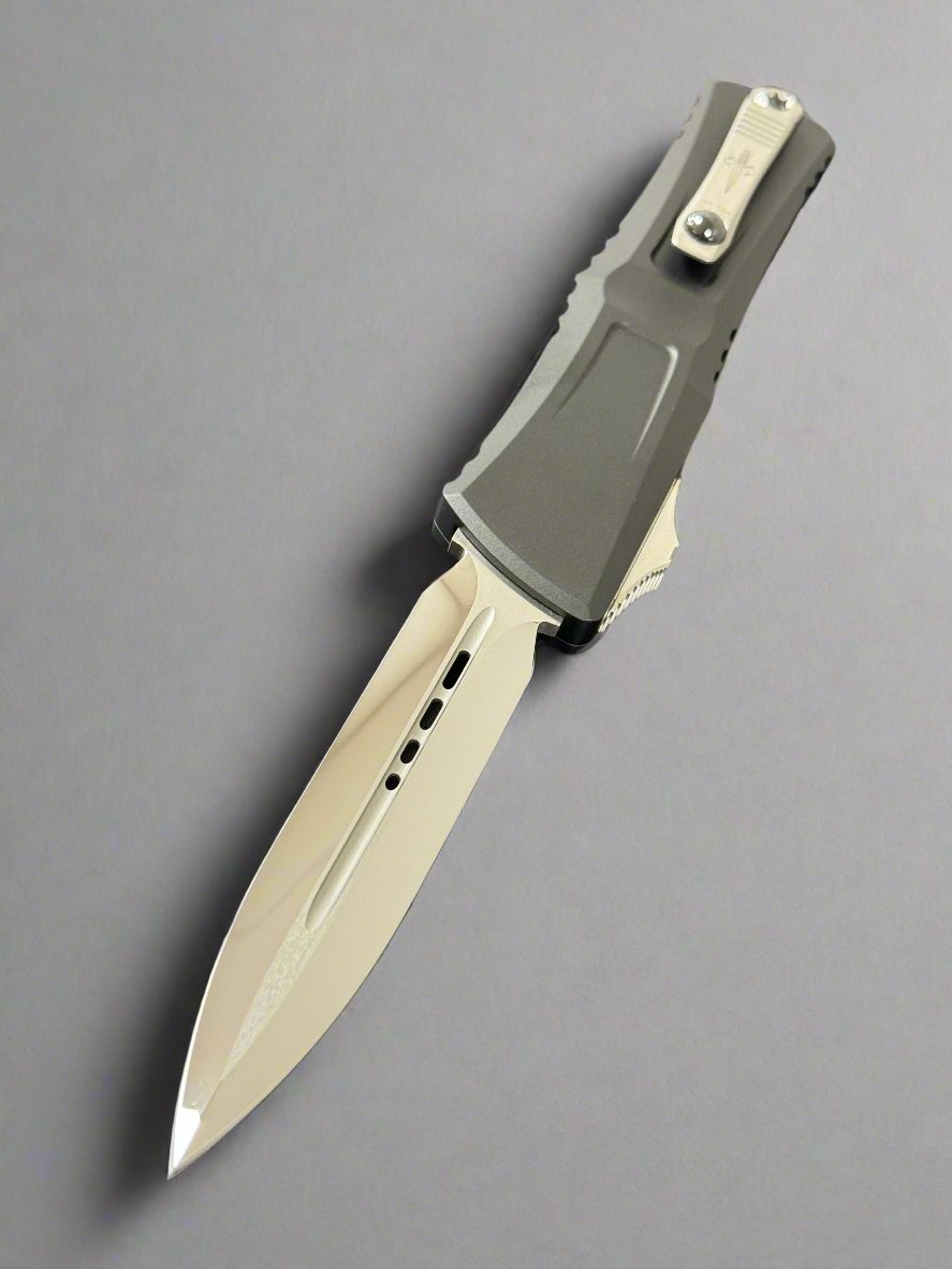 Marfione Custom Knives Combat Troodon LT Gen III Mirror Polished D/E w/ Black Handle & Blue Anodized Breaker