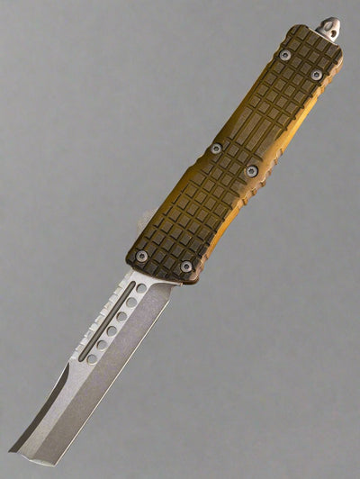 MICROTECH COMBAT HELLHOUND RAZOR OTF KNIFE- APOCALYTPTIC EARTH FRAG HANDLE- APOCALYPTIC PLAIN EDGE BLADE 219R-10 APFRAES