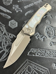 Heretic Knives Custom Wraith Auto V4 w/ Mother of Pearl Inlays & Hand Ground Mirror M390 Bowie Blade