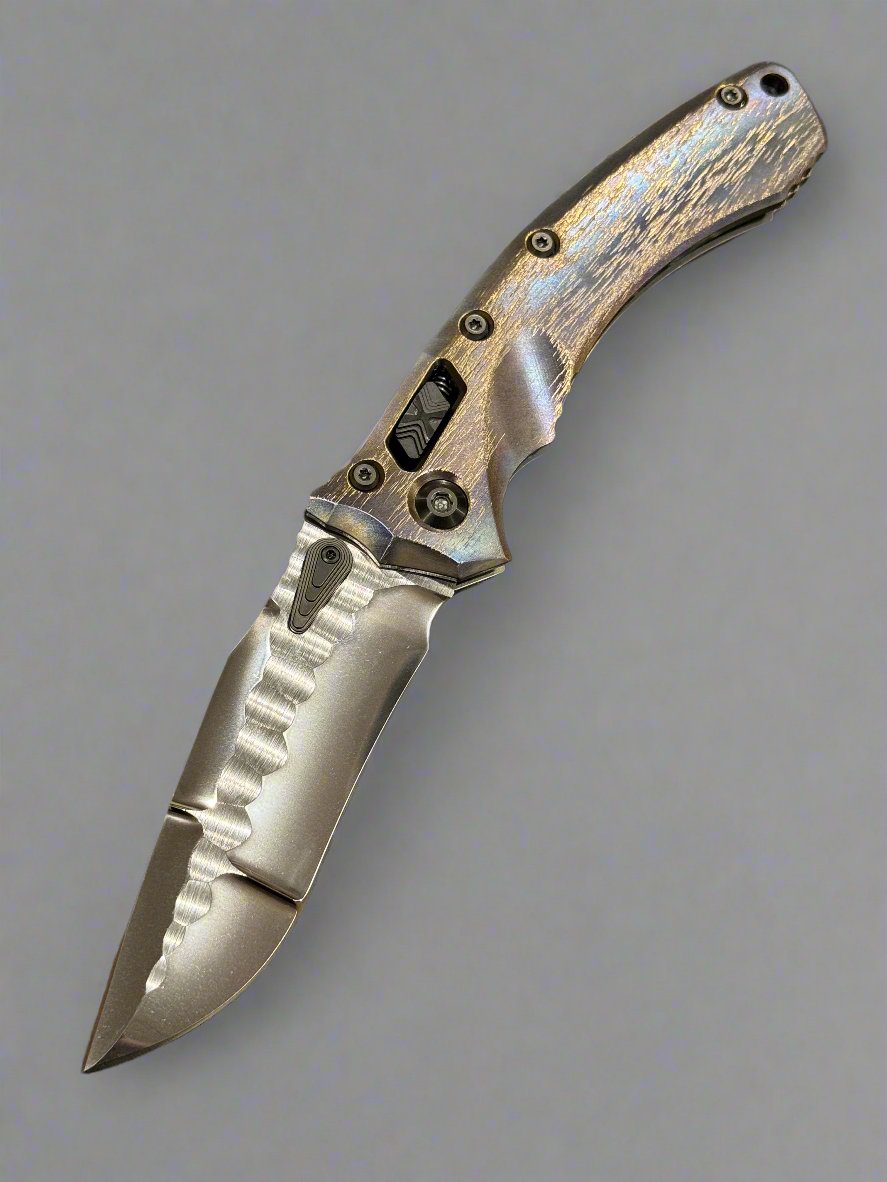 Marfione Custom Knives & Borka Blades Amphibian RAM-LOK Diamondwash RockStar Ground M390 & Cosmic Titanium w/ DLC Two Tone Hardware