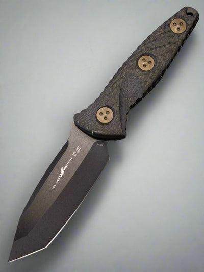 MICROTECH SOCOM ALPHA- MINI- TANTO EDGE- CARBON FIBER HANDLE- BLACK DLC BLADE 114M-1 DLCCFS