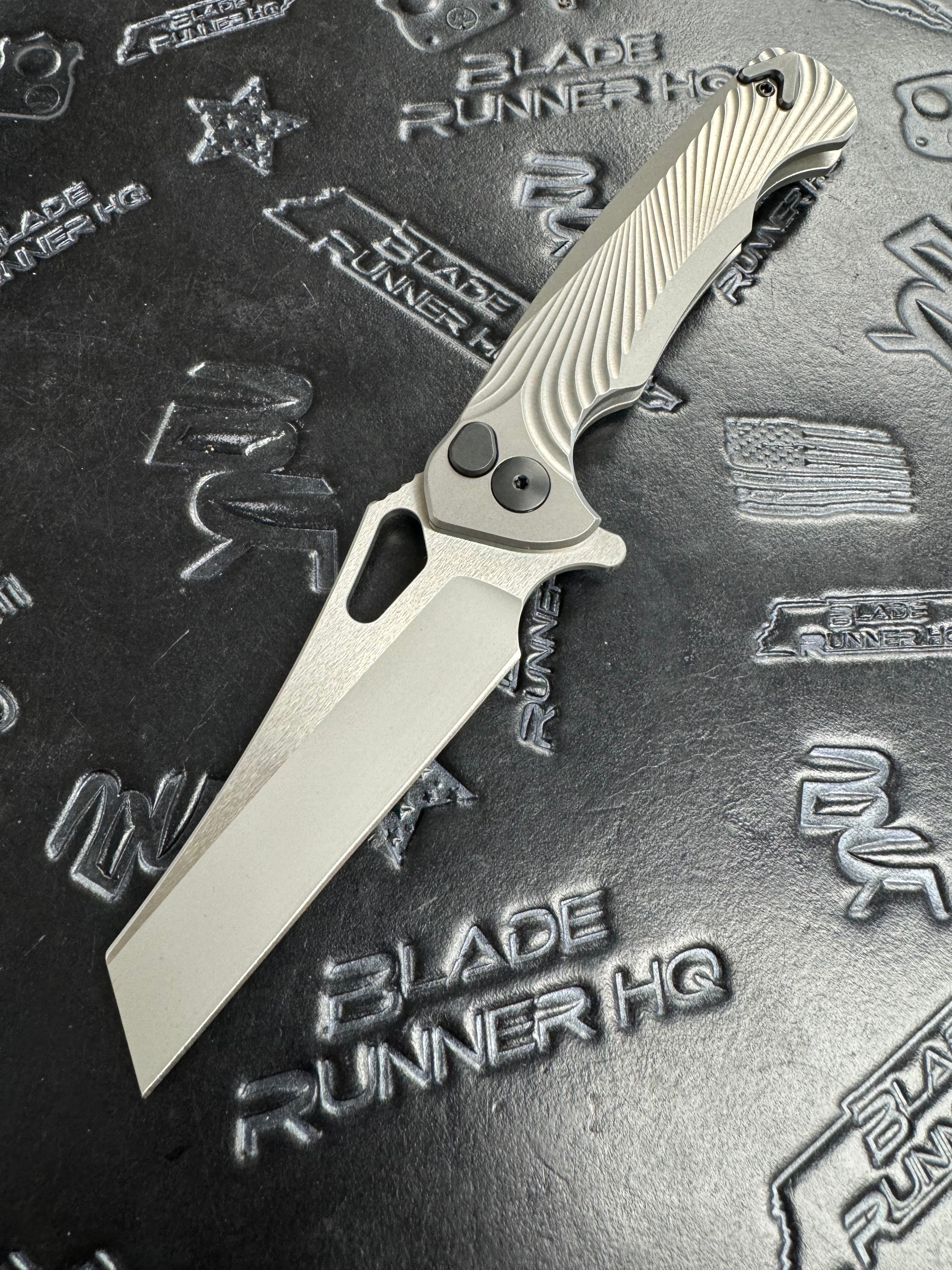 Dead Reckon Knives Ridgeback - Textured Titanium Integral, WharnCleaver, Series 2, Matte Glass Blasted