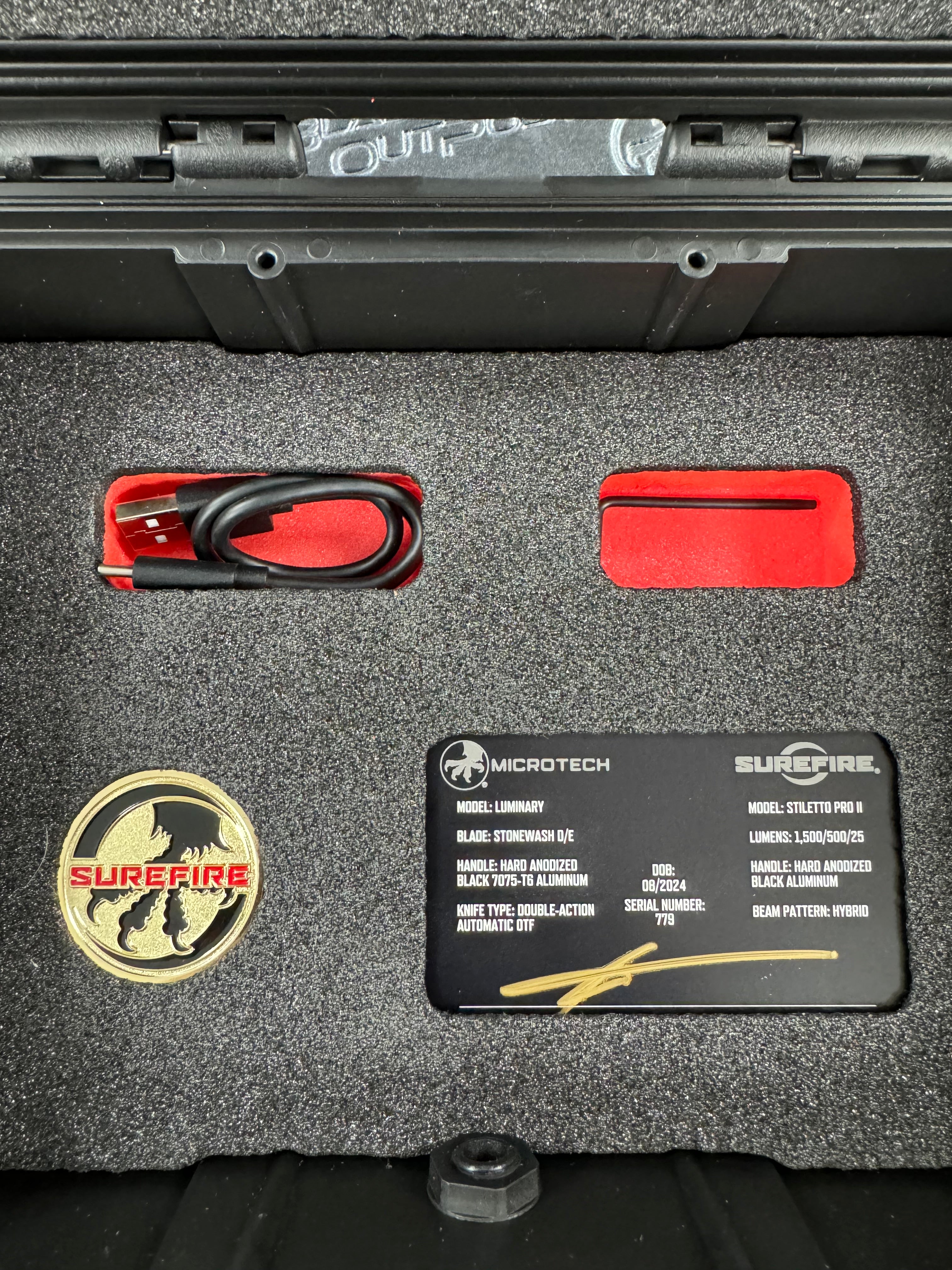 Microtech Luminary & Surefire Stiletto Pro II Set 1270-10 SET Debut of Zero Blade Play!