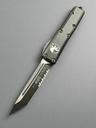 Microtech 233-2 T UTX-85 T/E - Black Handle - Contoured - Black Blade - Partially Serrated
