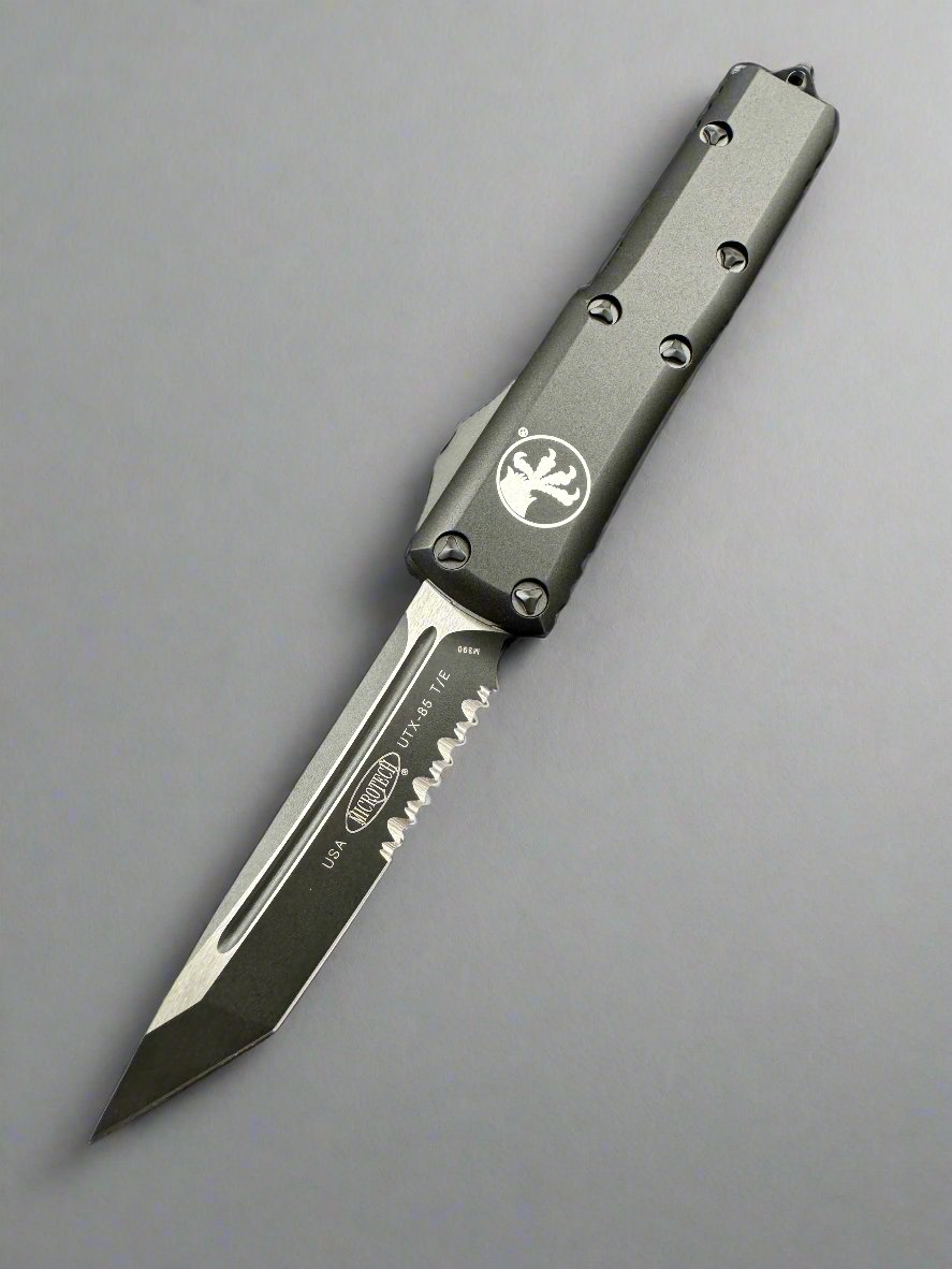 Microtech 233-2 T UTX-85 T/E - Black Handle - Contoured - Black Blade - Partially Serrated