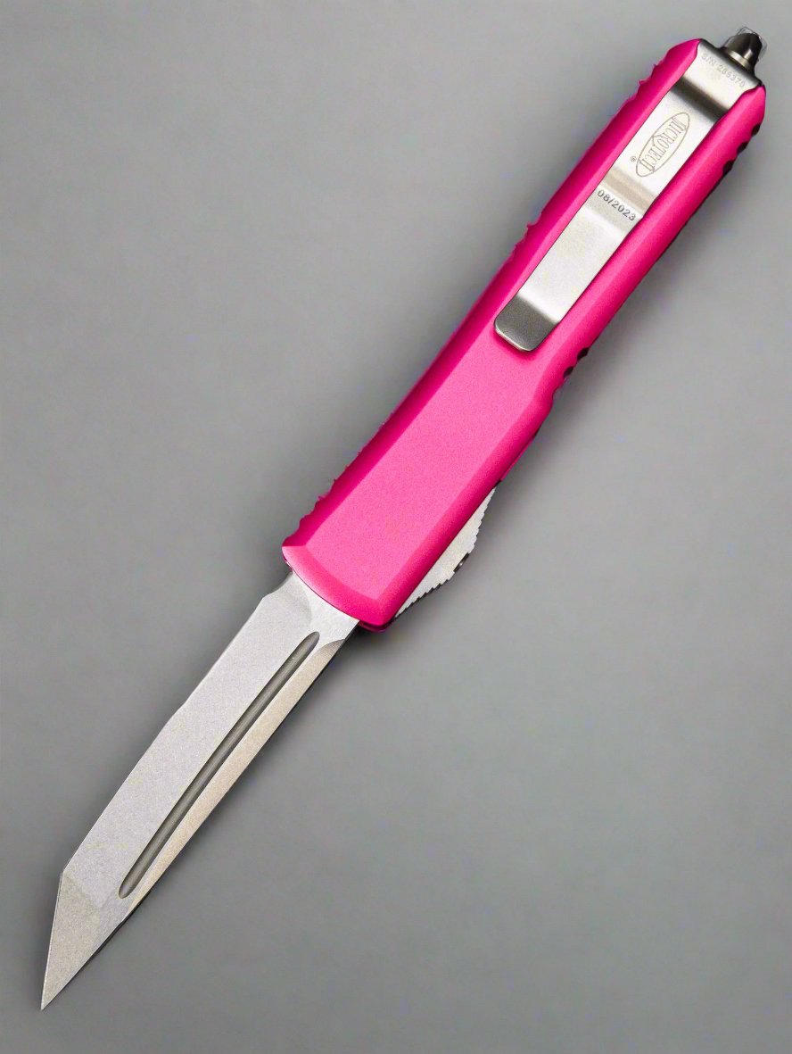 Microtech Ultratech Tanto T/E OTF Automatic Knife Pink Stonewash Serr 123-11 PK