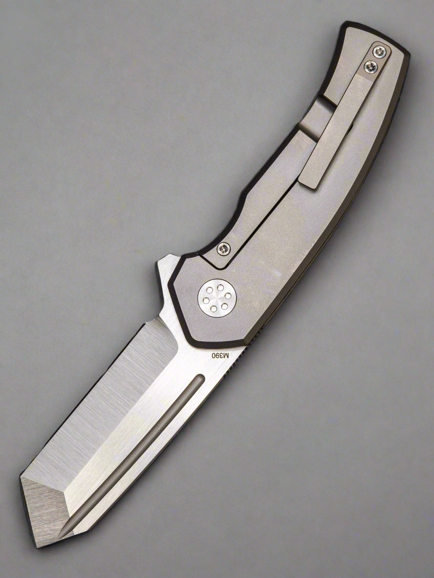 Beans Blades Mini Warrior Folder -Brown Micarta, Titanium Handle, M390 Satin