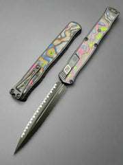 Heretic Cleric 2 - 80s Camo Carbon Inlaid Body & Button - Double Edge Full Reverse Serrated - DLC Magnacut - BR OP Exclusive - Cleric II