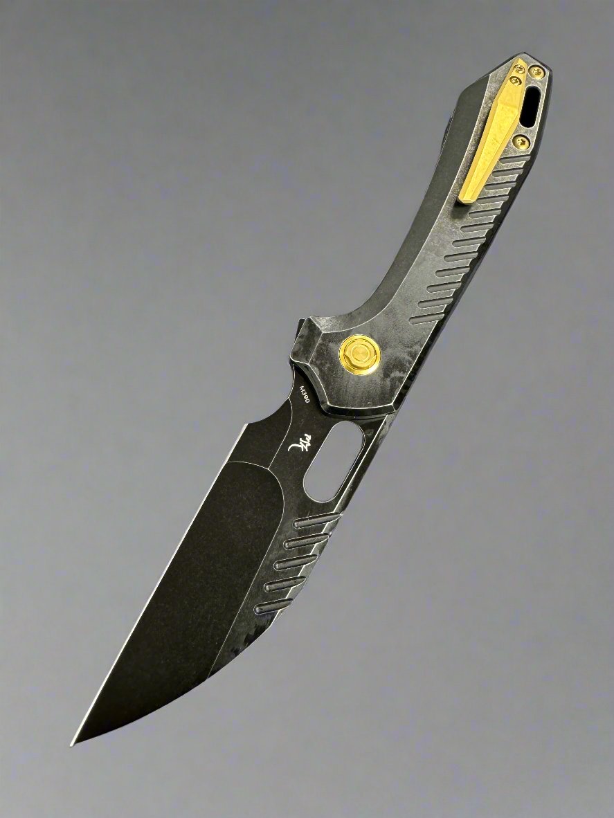 Vosteed RSKAOS Top Linerlock Knife Titanium Black (3.5" Black SW Wharncliffe)