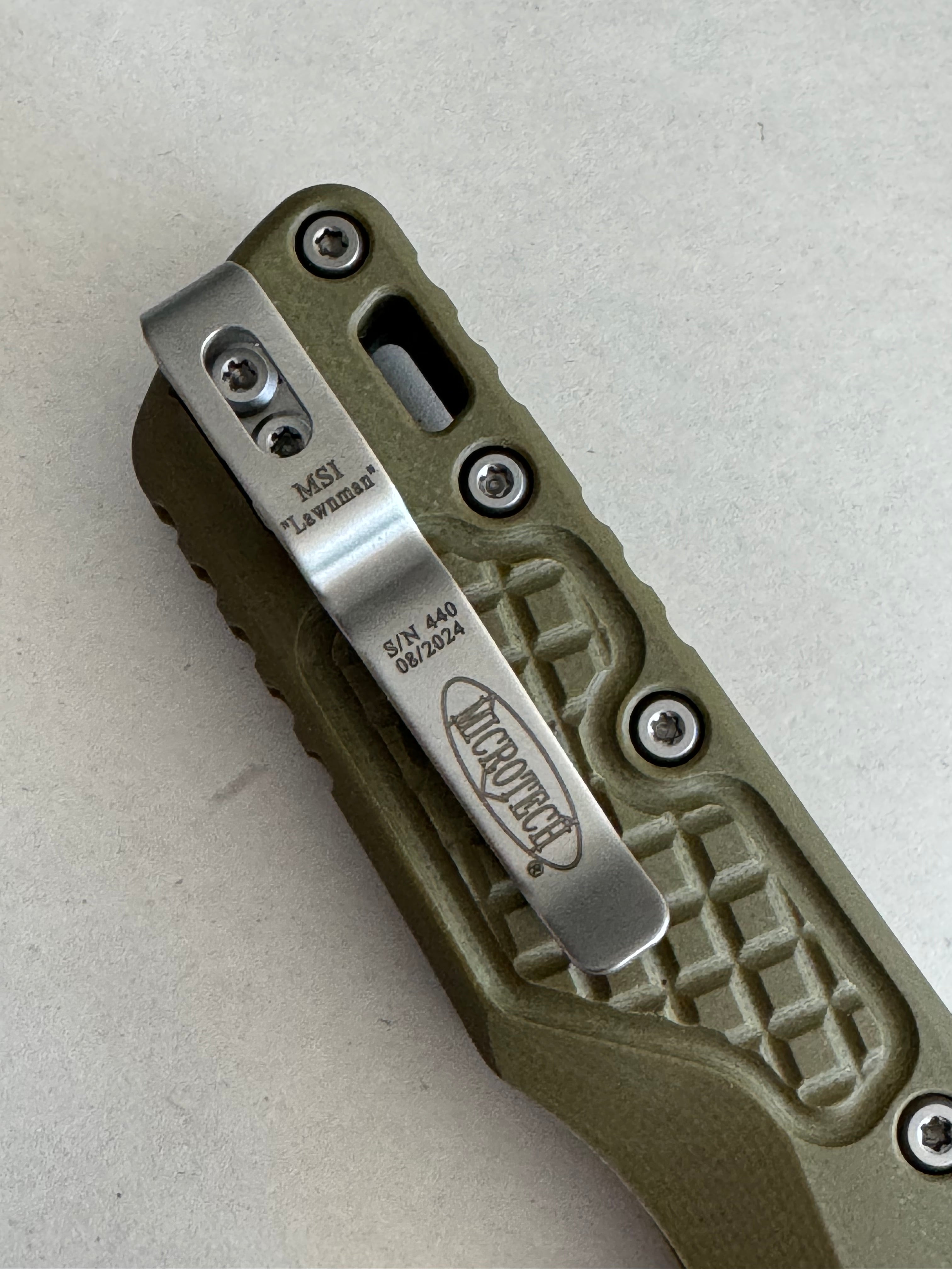 Microtech Knives MSI Lawnman RAM LOK Frag OD Green G-10 & Full Serrated M390MK 210-12 FRGTODLM