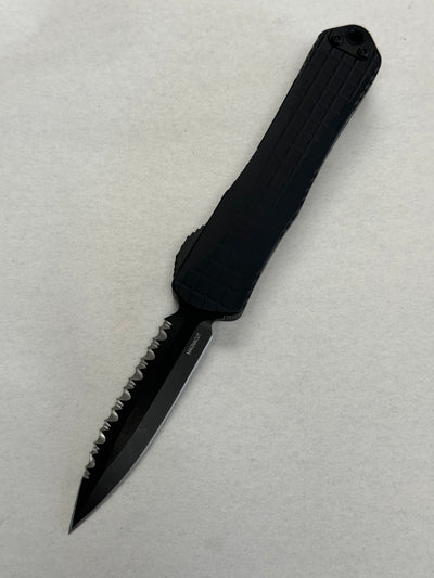 Heretic Knives Manticore E Black Tactical Grenade Grip w/ DLC Full Serrated D/E MagnaCut H028F-6C-T