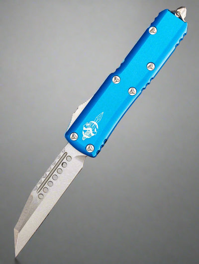 Microtech UTX-85 Warhound Blue Stonewash Standard Signature Series 719W-10BLS