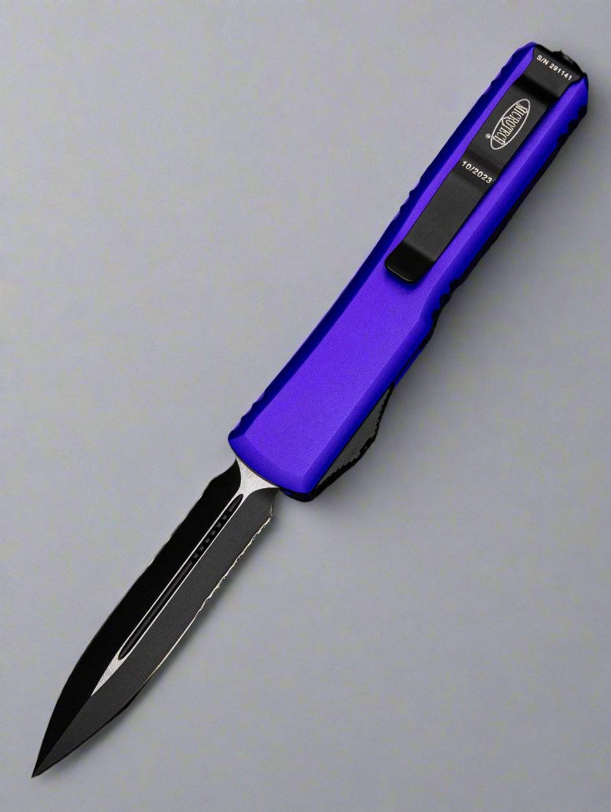 Microtech Auto Ultratech D/E OTF Purple Double Edge Partial Serrate
