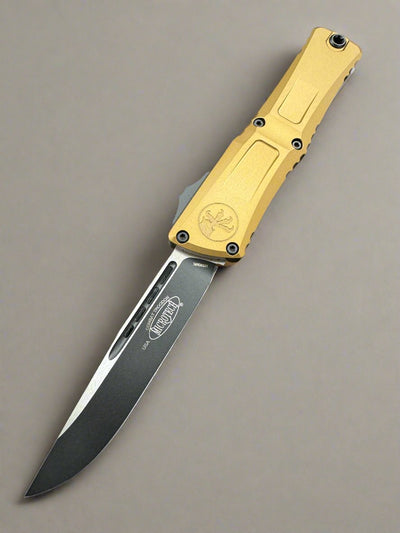 MICROTECH COMBAT TROODON GEN III OTF AUTOMATIC KNIFE TAN 3.8" DROP POINT BLACK 1143-1TA