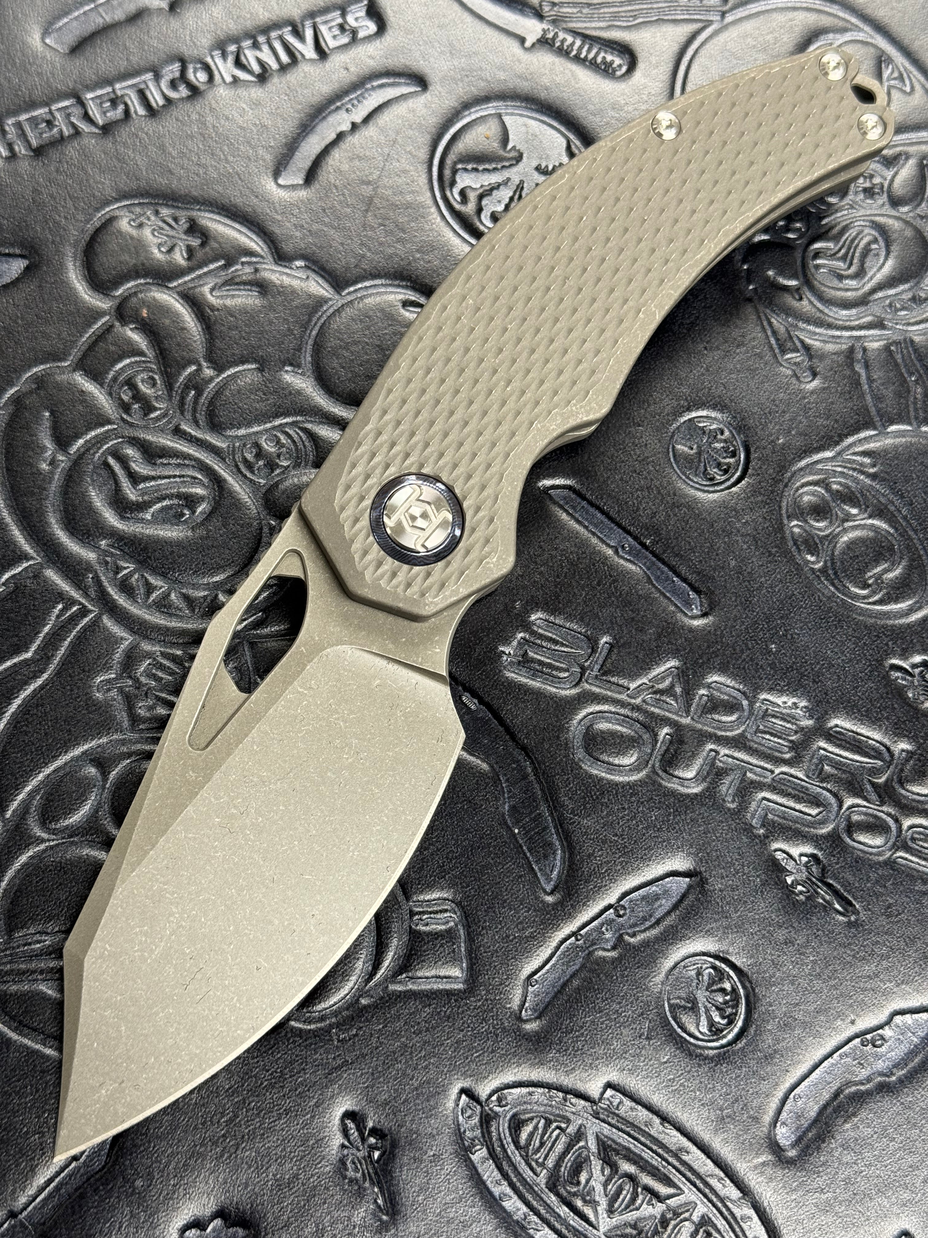 KUNWU KNIVES PADRE STONEWASHED TITANIUM HANDLE POCKET KNIFE VANAX STEEL K706T-1