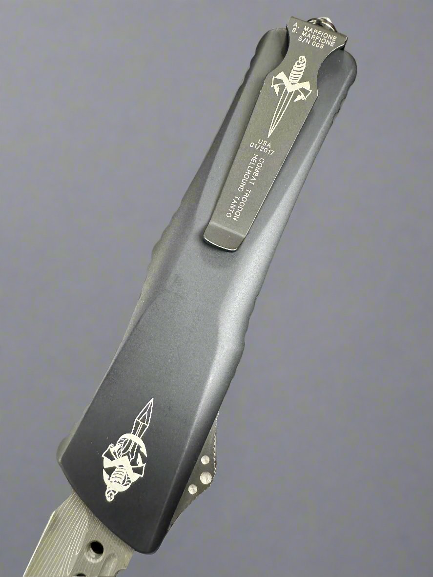 Pre Owned Marfione Combat Troodon Hellhound Herringbone Damascus CF Top DLC HW SN003