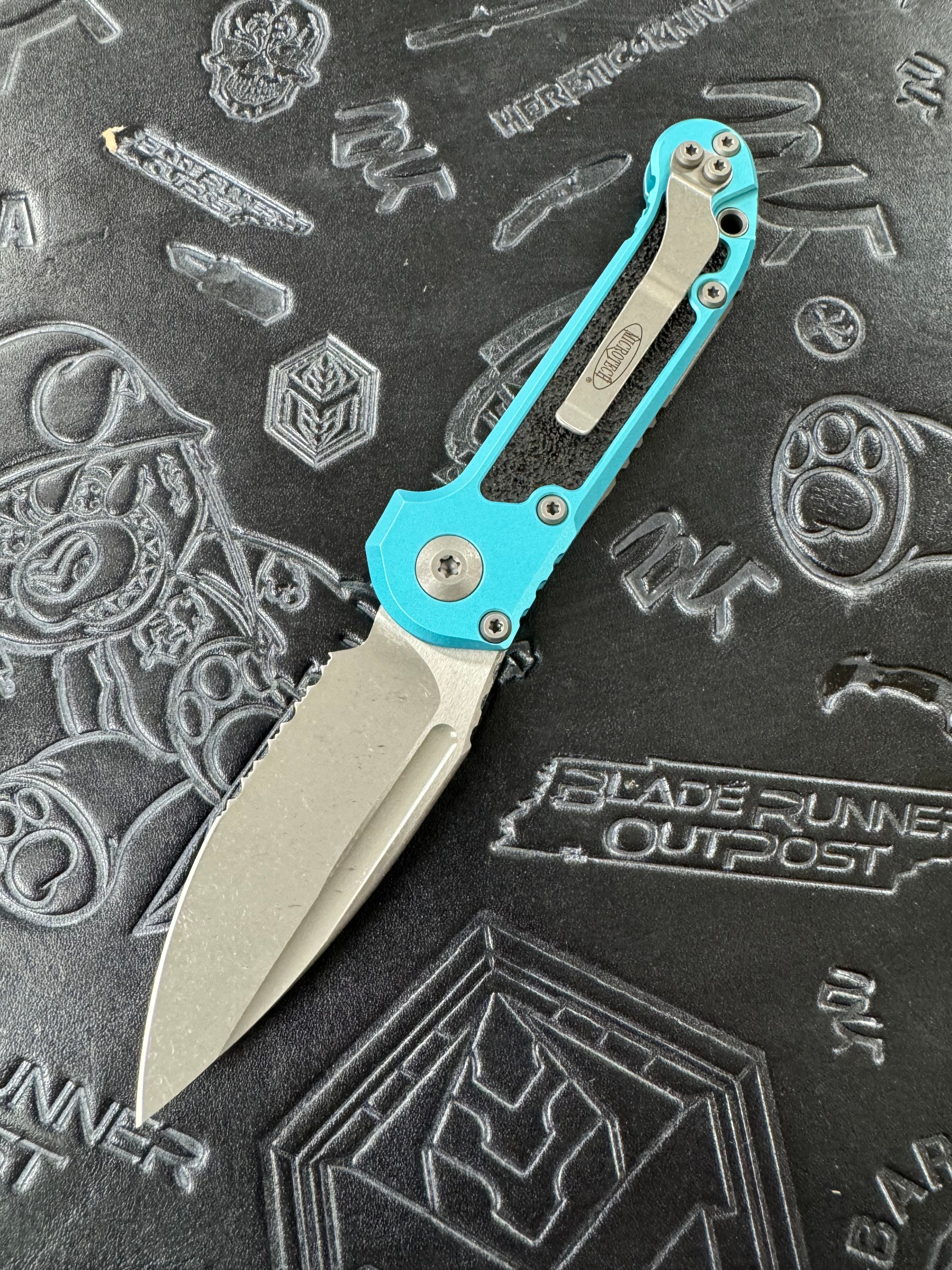 Microtech Knives LUDT Gen III Apocalyptic Partial Serrated Drop Point w/ Turquoise Handle 1135-11 APTQ