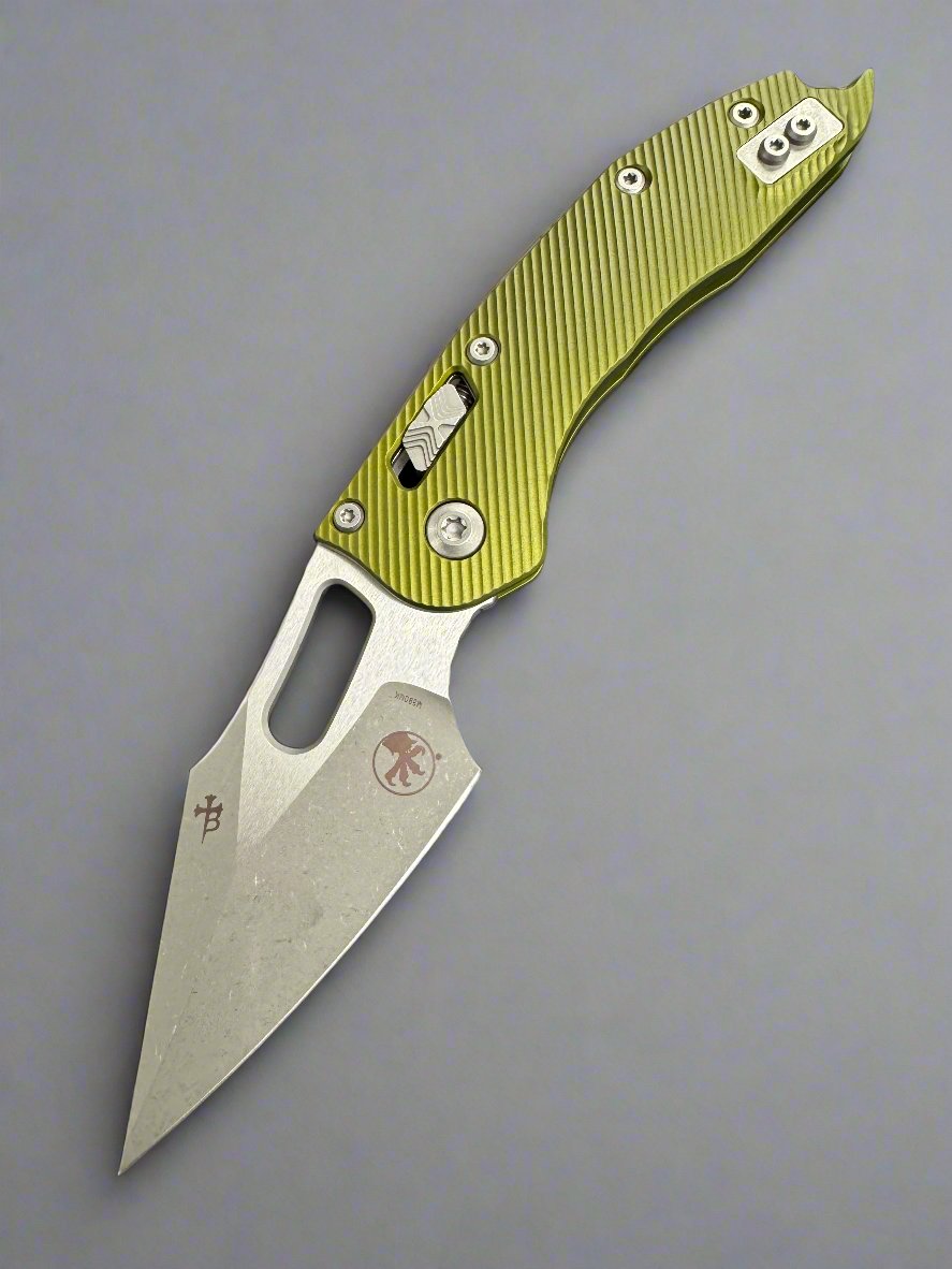 Microtech Knives Manual Stitch RAM LOK Fluted OD Green Aluminum Apocalyptic Standard & M390MK 169RL-10 APFLOD