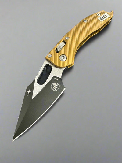 Microtech Knives Manual Stitch RAM LOK Fluted Aluminum Tan Standard & Black M390MK 169RL-1 FLTA