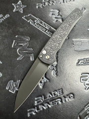 Protech Malibu Blade Show ATL 2024 Black Handle w Nexus ‘99 Texture MOP Button DLC Black Magnacut Wharncliffe /250