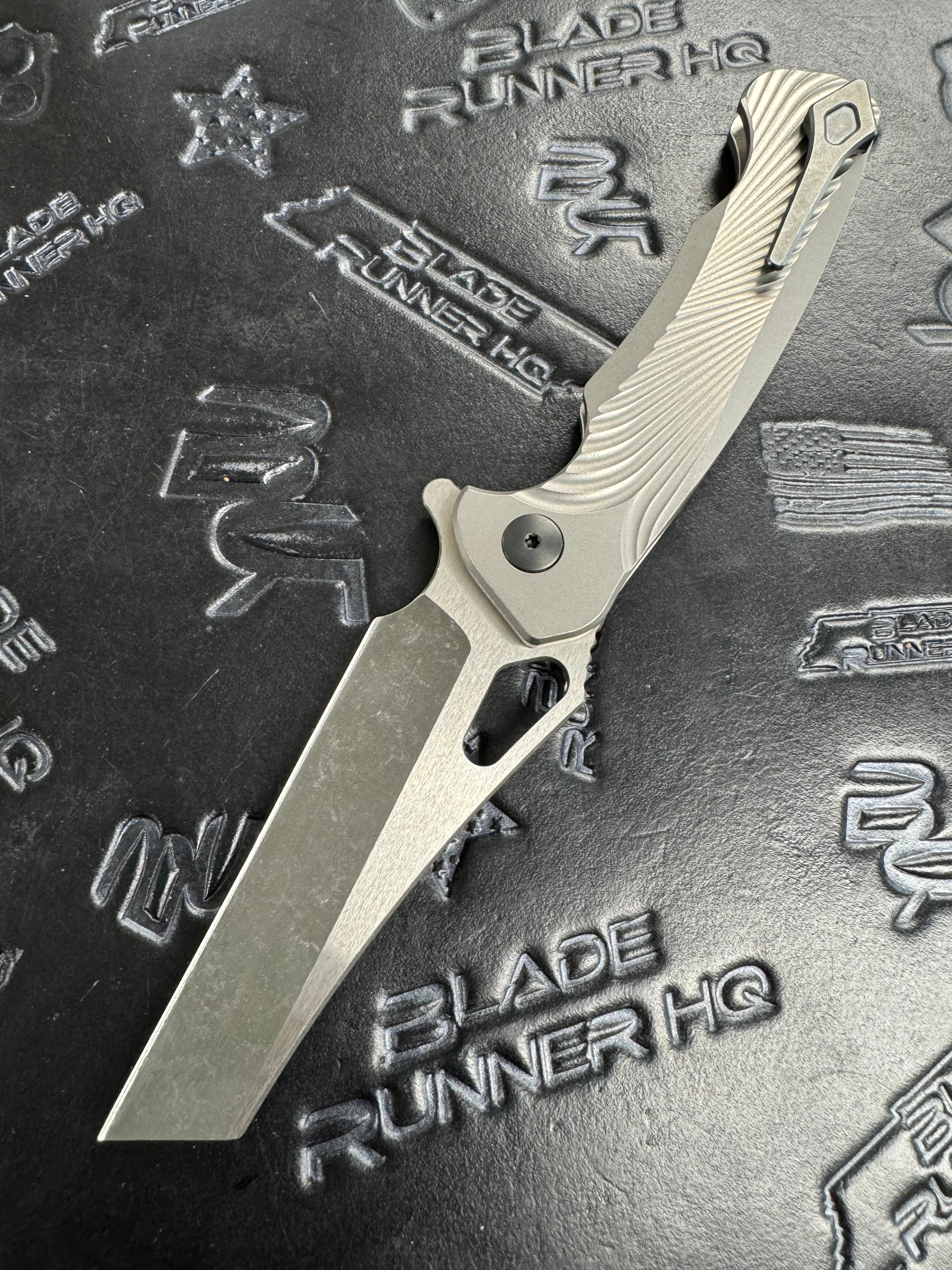 Dead Reckon Knives Ridgeback - Textured Titanium Integral, WharnCleaver, Series 2, Dark Stonewash, TwoTone Magnacut