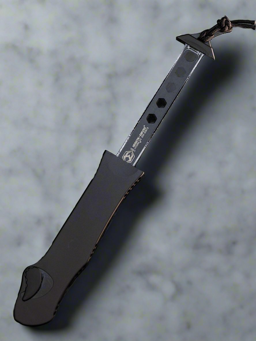 HERETIC KNIVES HYDRA OTF AUTOMATIC KNIFE 3.6" TANTO Full Serrated STONEWASH H006-2C