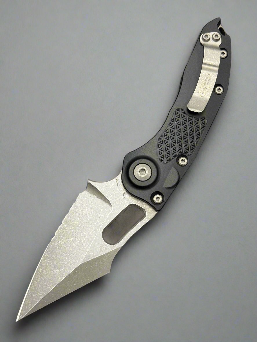 MICROTECH STITCH- OTS AUTO KNIFE- BLACK HANDLE- APOCALYPTIC PART SERRATED BLADE 169-11 AP