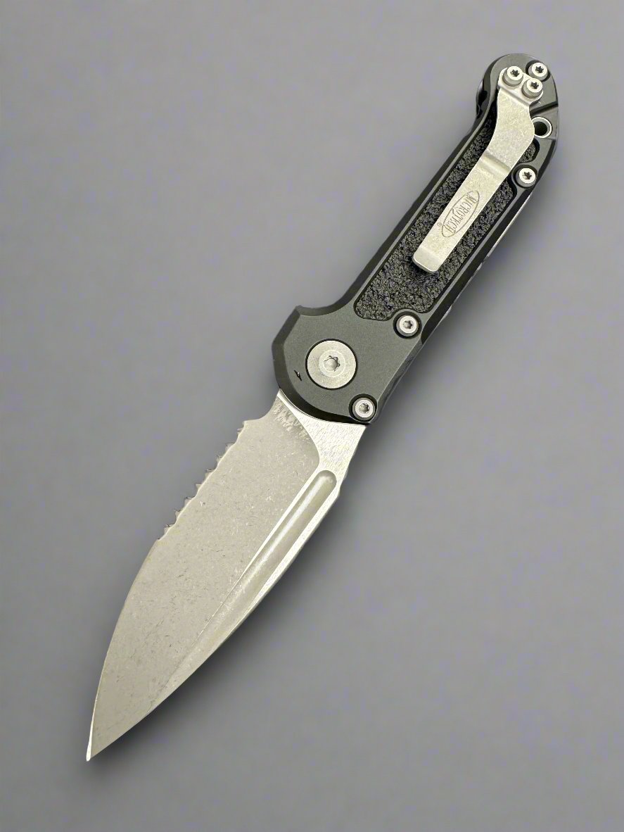 Microtech Knives LUDT Gen III Apocalyptic Partial Serrated Drop Point w/ Black Handle 1135-11 AP