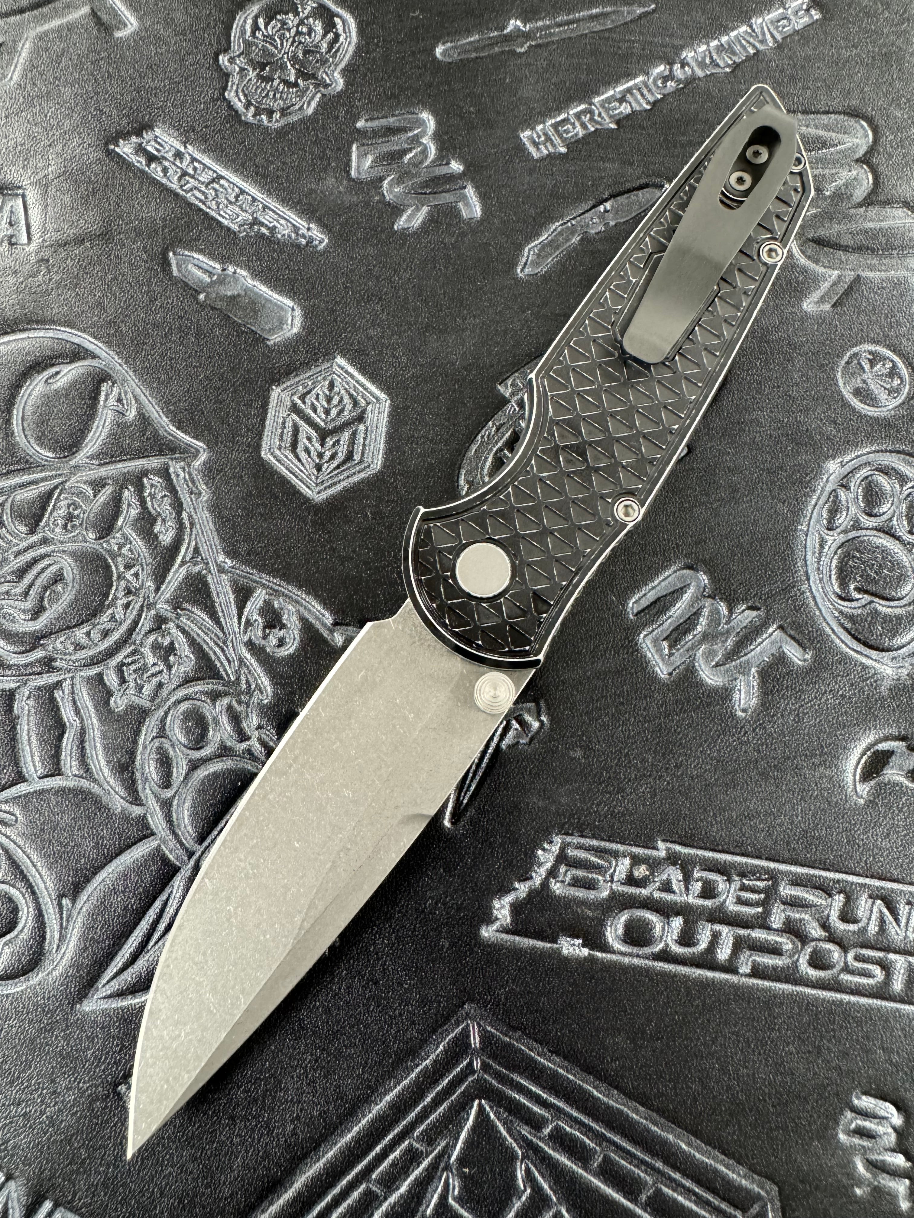Pro-Tech Knives TR-3 Integrity Thumbstud Manual Tactical Response 3 - Relic Textured Blasted / Stonewashed Aluminum 3.5" Stonewash S35VN Blade w/ Double Thumbstuds
