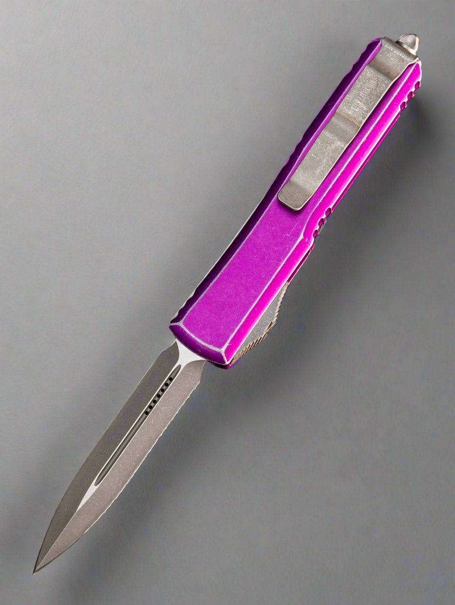 Microtech 122-D12DVI Ultratech D/E - Distressed Violet Handle - Apocalyptic Blade