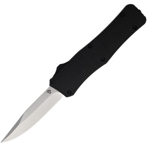 Mantis 811 AUTO OTF Knife 3.25" 440C Satin Drop Point Blade, Black Milled Aluminum Handles